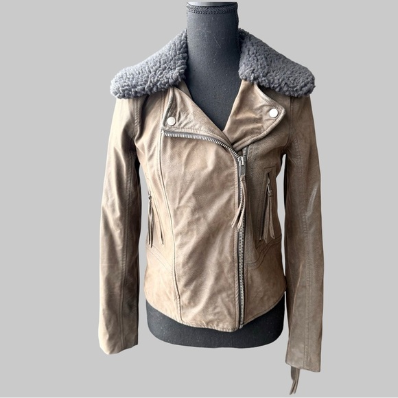 ABERCROMBIE AND FITCH Tan Aviator Moto Jacket Vegan Suede Pilot - Picture 1 of 13